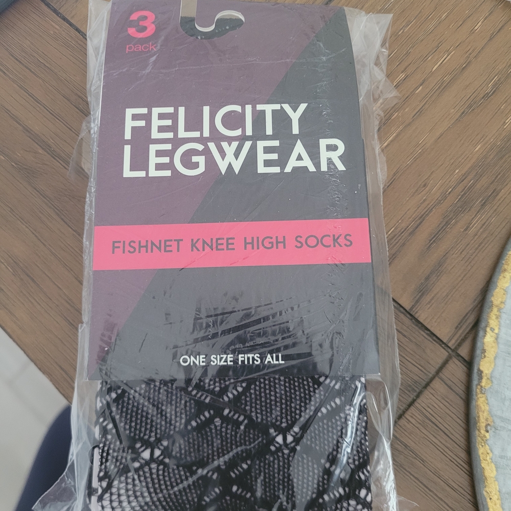 Black Fishnet Knee High Socks - 3 Pack